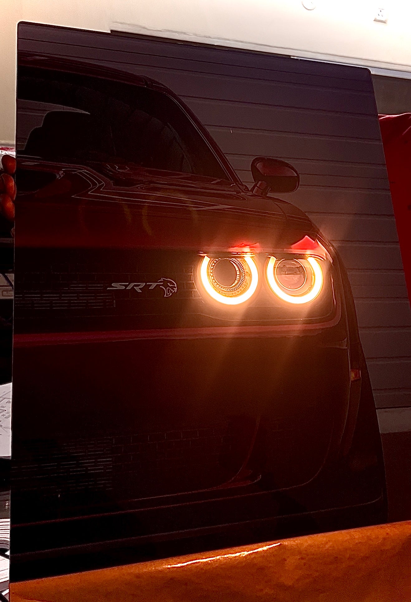 RED DODGE CHALLENGER SRT HELLCAT 2018 || NEON POSTER || 2FT X 1.5FT ||