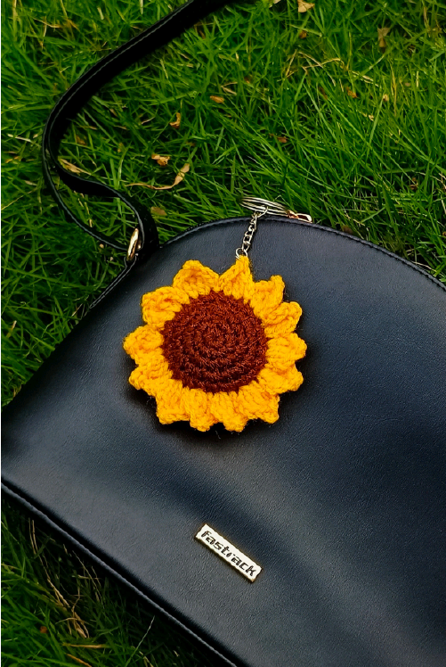 Handmade Crochet Sunflower Keychain
